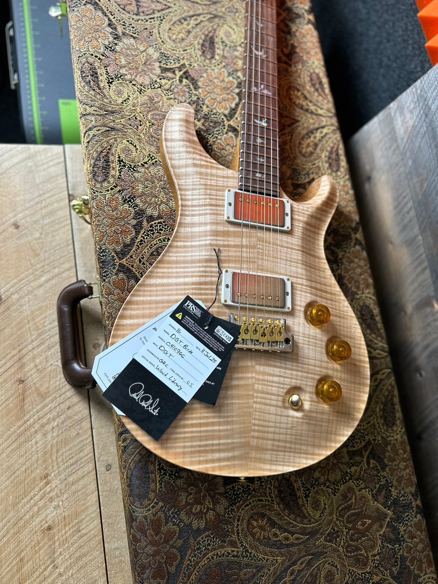 PRS DGT David Grissom Signature Wood Library Flame Maple 10 Top, Brazilian Rosewood FB - Natural 410966