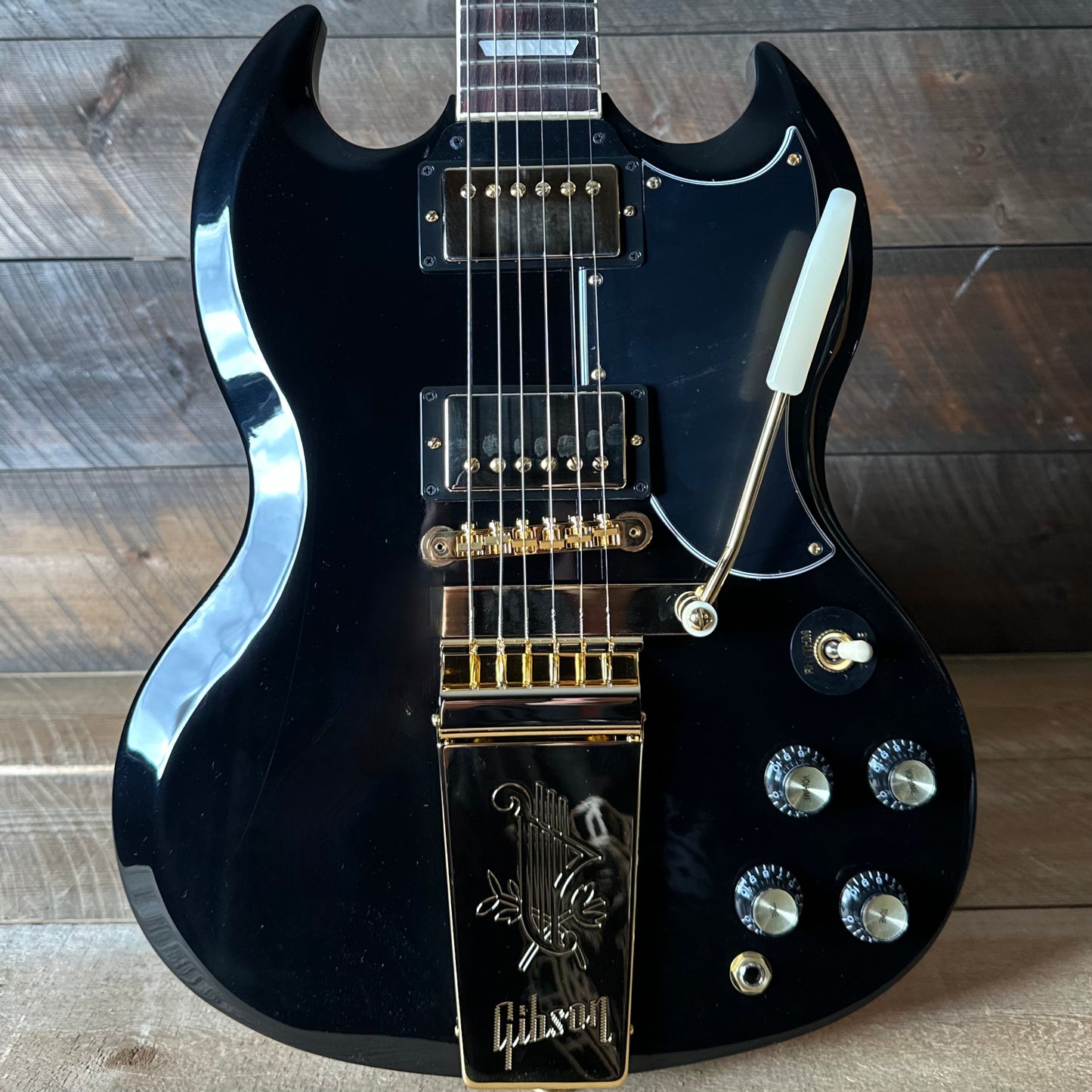 Gibson SG Standard '61 Maestro Vibrola *Extremely Limited!!* - Ebony W/Gold Hardware, T-Type Pickups, Witch Hat Knobs 228050032