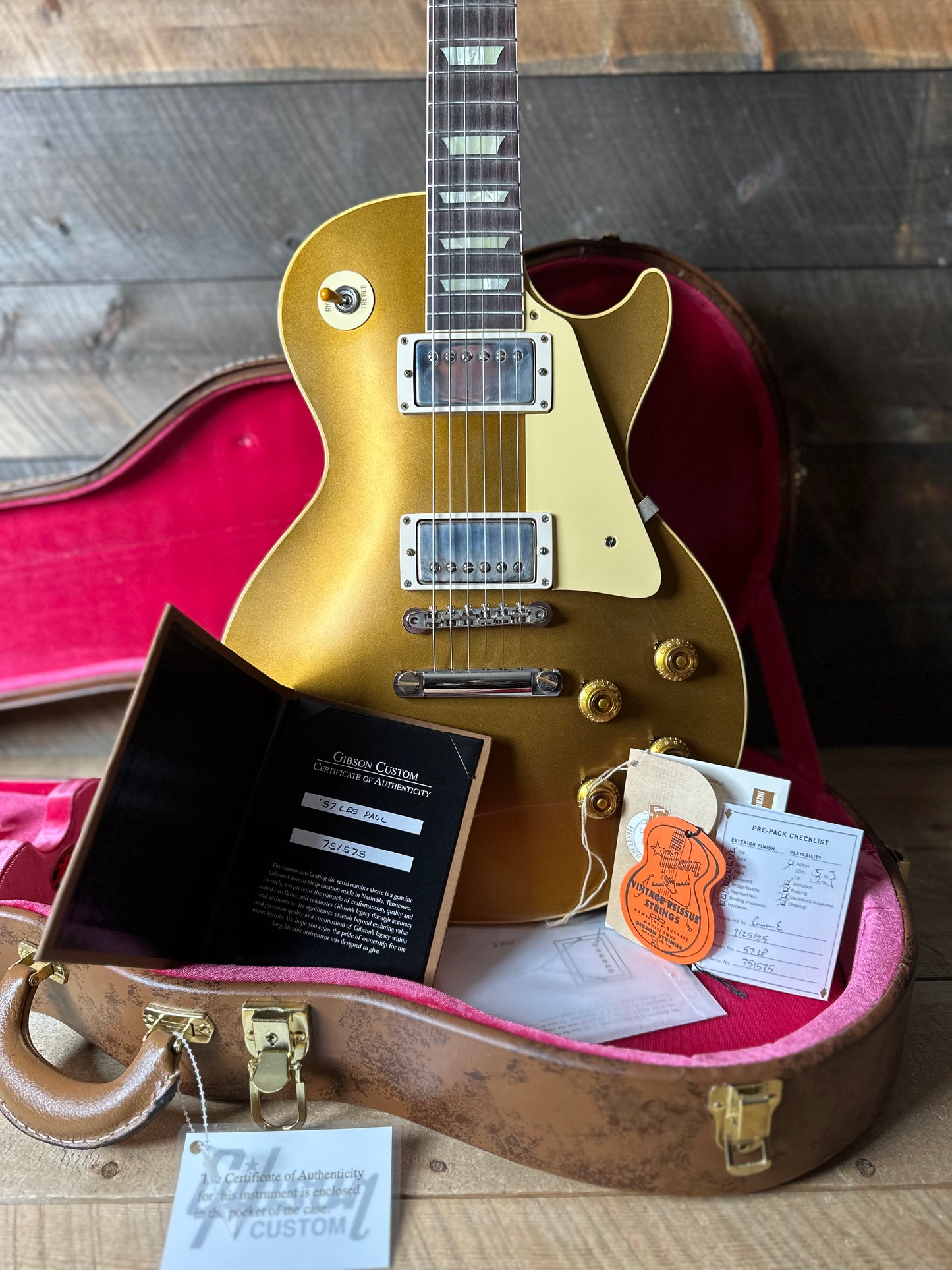 Gibson Custom Shop 1957 Les Paul Goldtop Reissue - Dark Back Double Gold VOS 751575