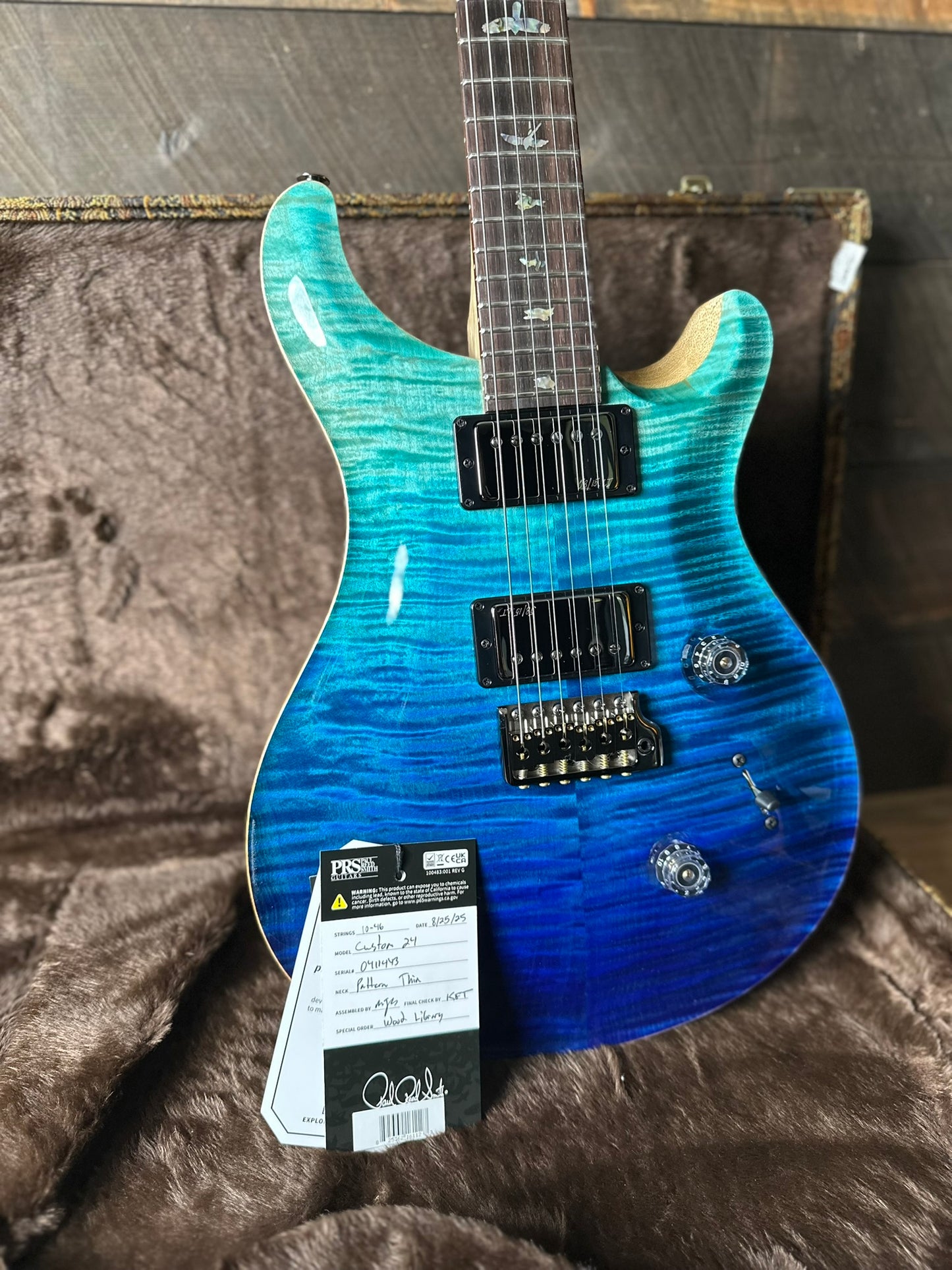 PRS Wood Library Custom 24 Flame Top  Brazilian Rosewood Fretboard!  - Blue Fade 411443
