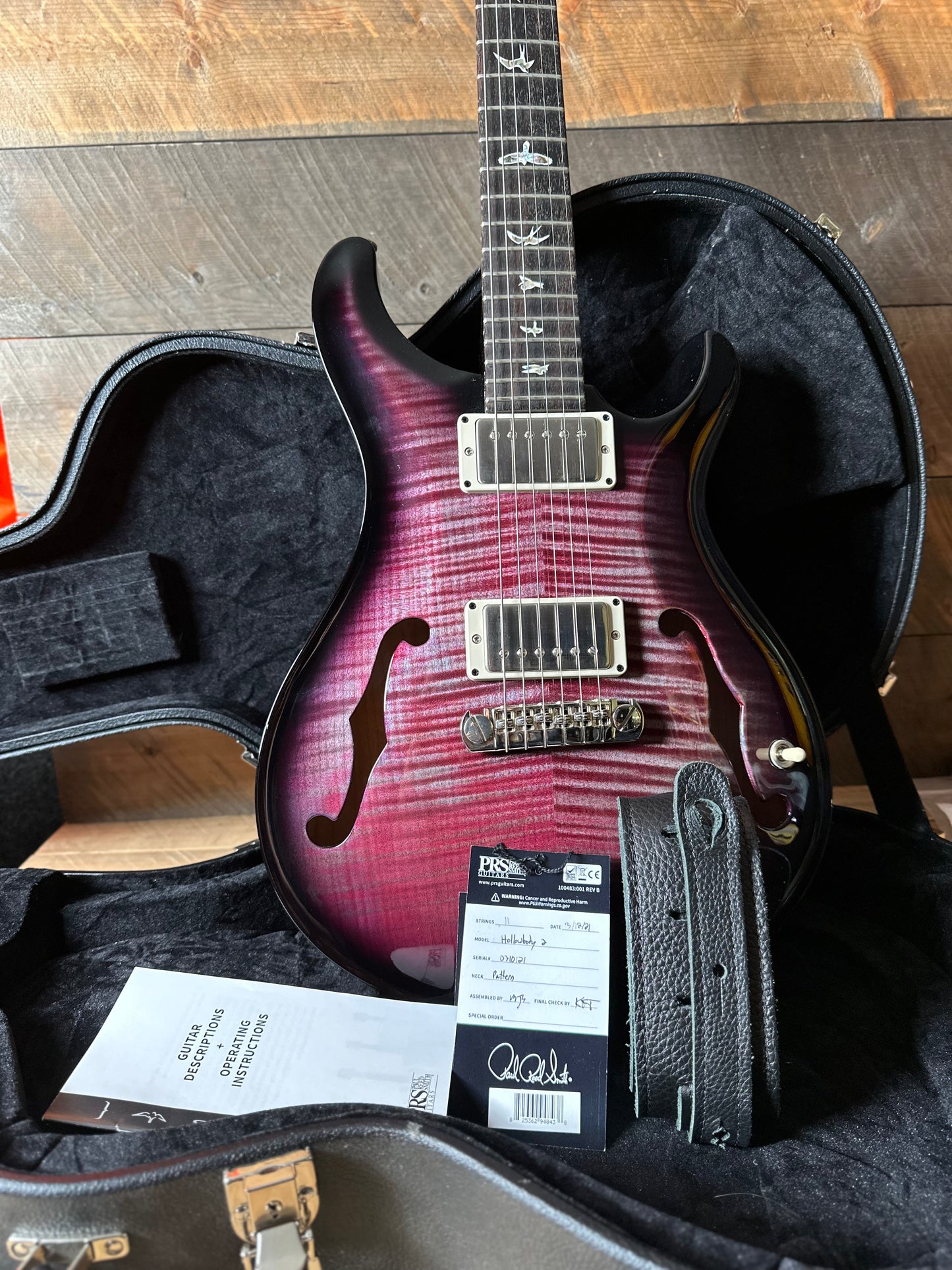 Used PRS Hollowbody II w/ Piezo  Custom Color - Violet Smokewrap Burst