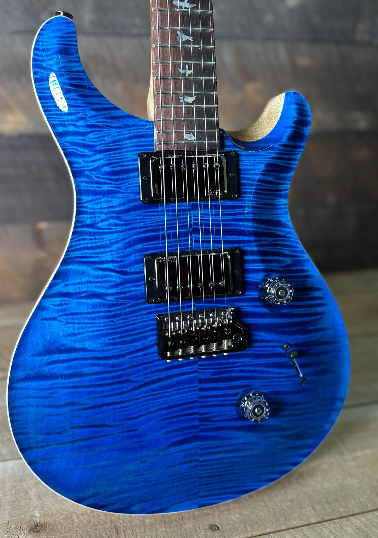PRS Wood Library Custom 24 Flame Top  Brazilian Rosewood Fretboard!  - Aquamarine 411446