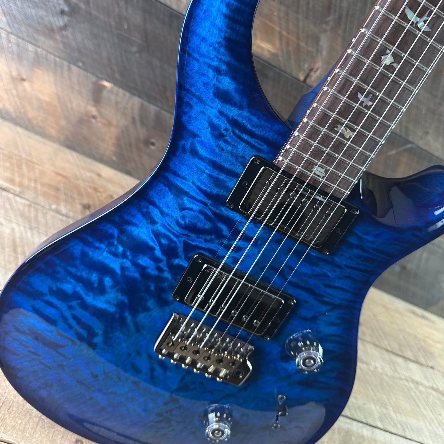 PRS Wood Library Custom 24 Quilt Top Brazilian Rosewood Fretboard - Aquamarine W/Blue Back 411448