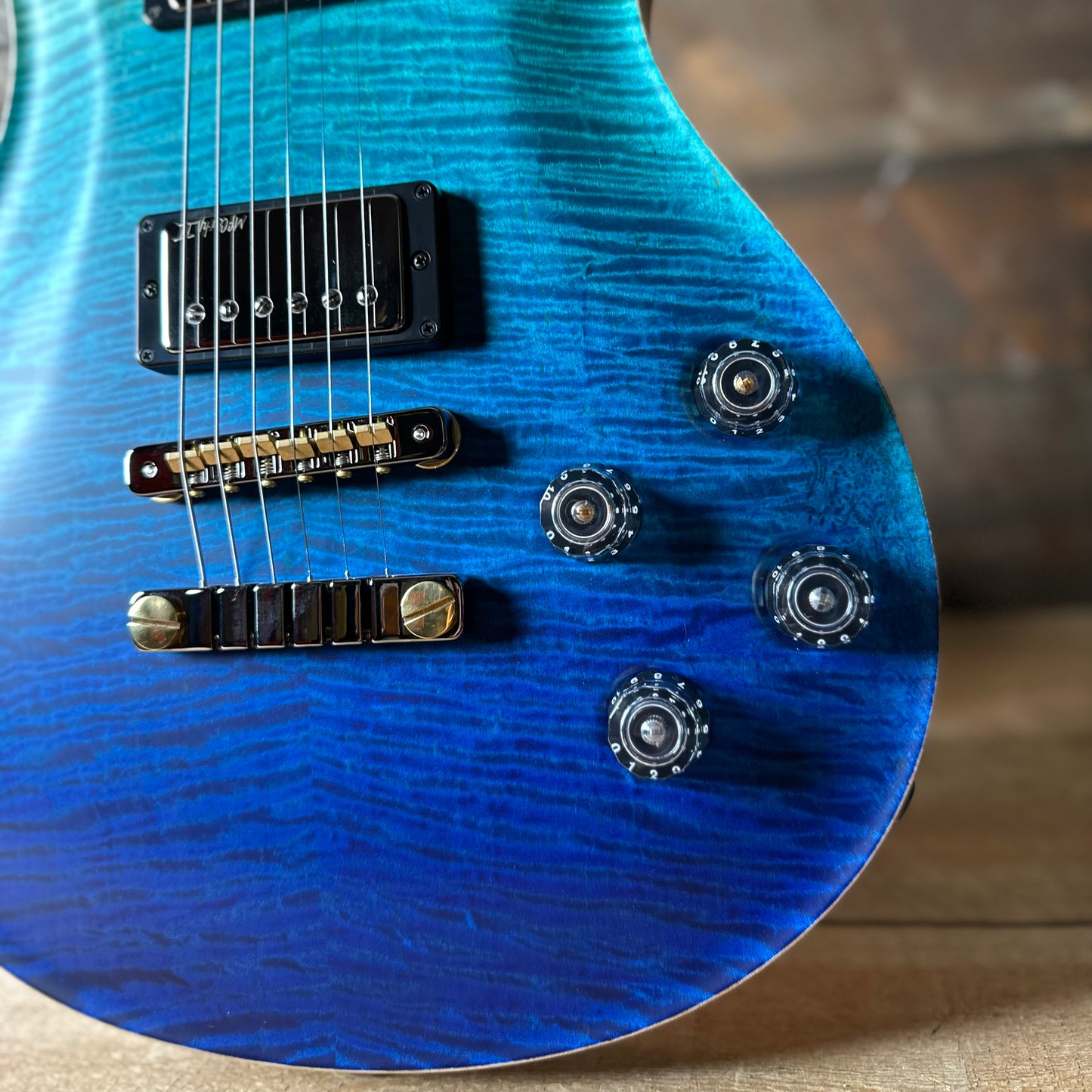 PRS Wood Library McCarty 594 Flamed Maple 10 Top, Swamp Ash Back, Flamed Maple Neck, Bound Ebony FB - Satin Blue Fade 418876