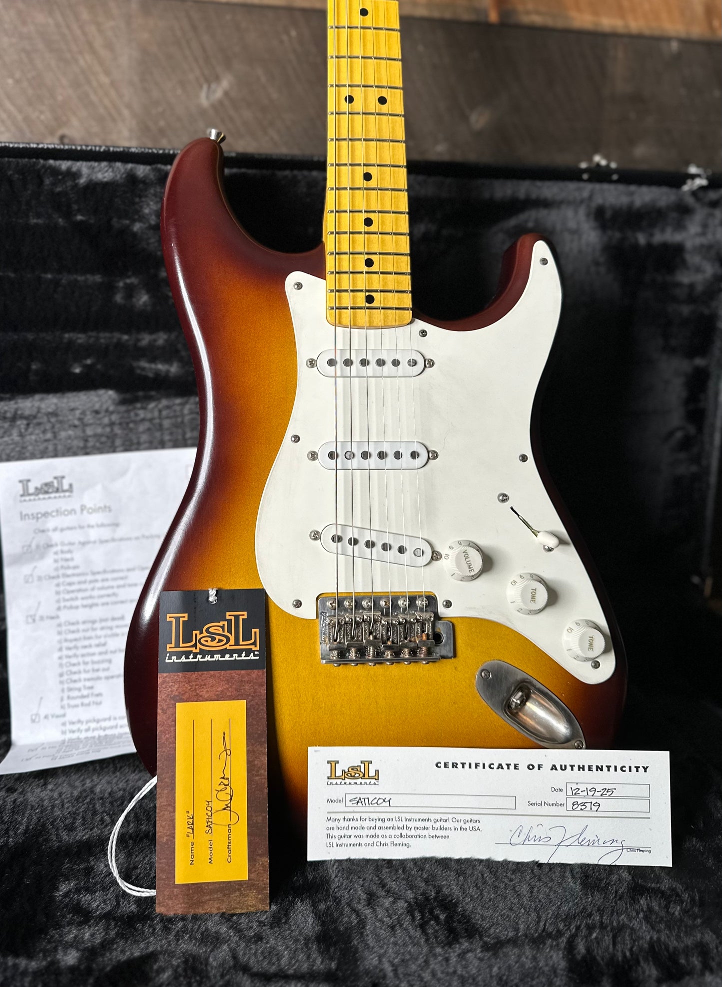 LsL Instruments Chris Fleming 50’s Saticoy SSS - 2 Tone Sunburst 8379 "Lark"