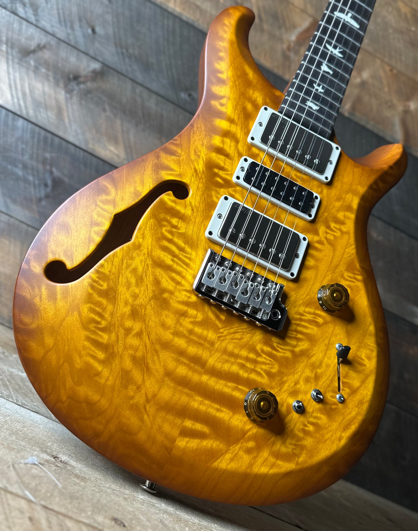 PRS S2 Wood Library Special Semi-Hollow Quilted Top - Satin Honey Gold Burst S2085236