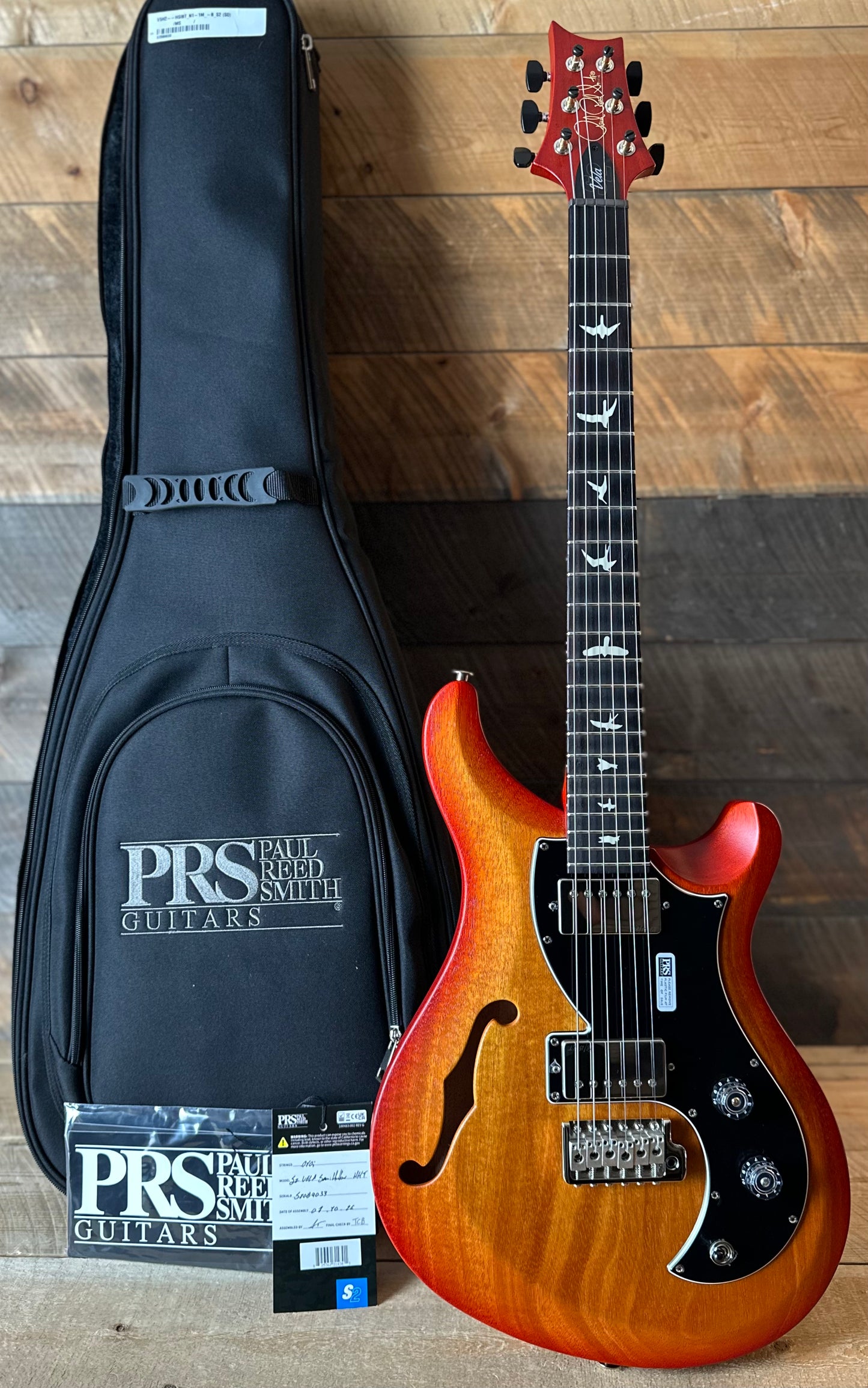 PRS S2 Vela Semi-Hollow HHT Quimper Edition – McCarty Sunburst Satin Nitro USA Electric Guitar S2089033