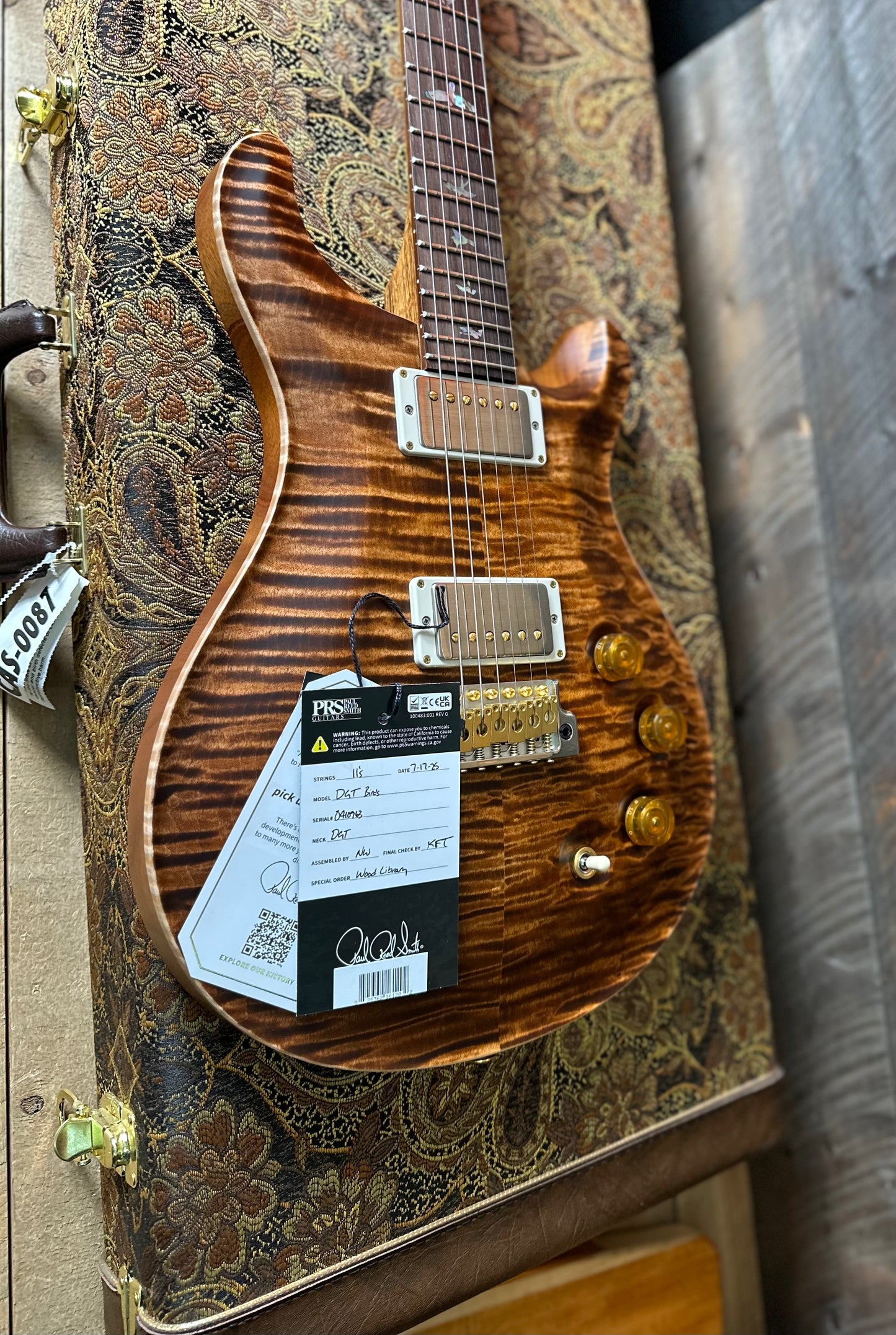 PRS DGT David Grissom Signature Wood Library Flame Maple 10 Top, Brazilian Rosewood FB - Copperhead 410963