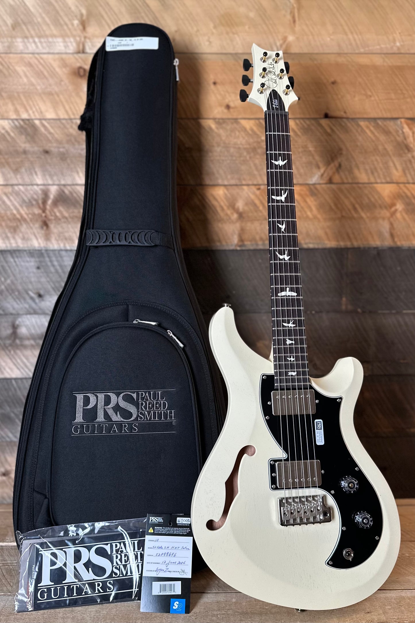 PRS S2 Vela Semi-Hollow HHT Quimper Edition – Antique White Satin Nitro USA Electric Guitar S2088696