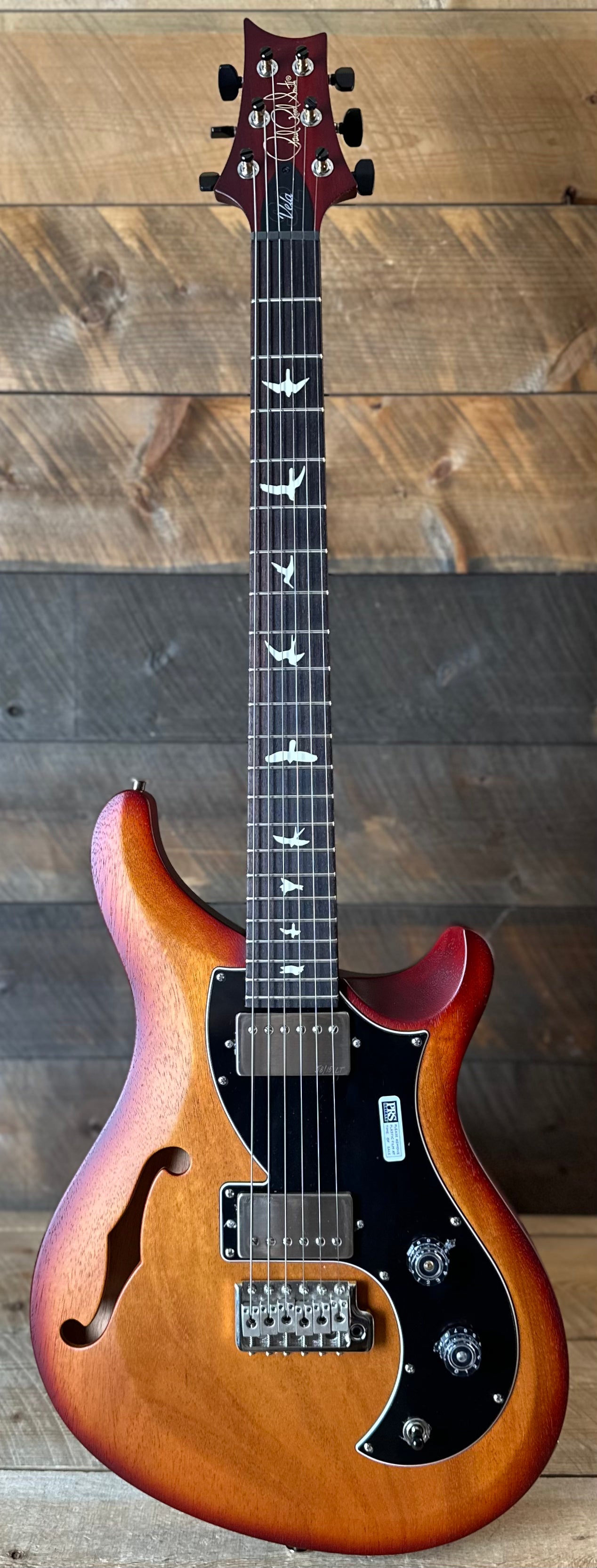 PRS S2 Vela Semi-Hollow HHT Quimper Edition – Dark Cherry Sunburst Satin Nitro USA Electric Guitar S2088946