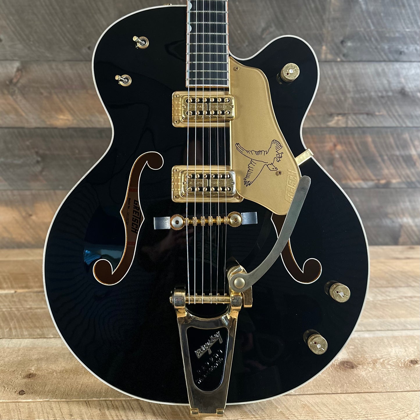 Used 2008 Gretsch G6136TBK Black Falcon Made In Japan - Black With Gold Hardware
