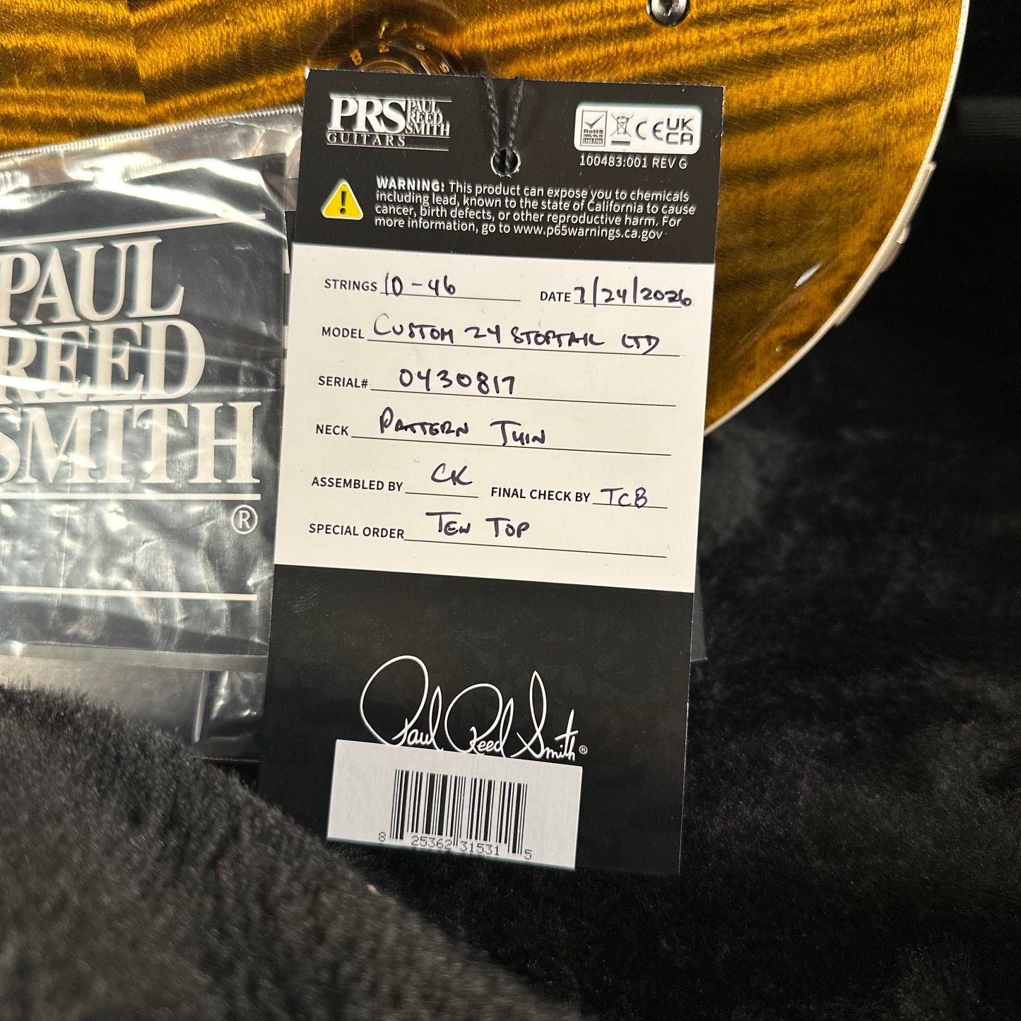 PRS Wood Library Custom 24 Stoptail Limited Edition - Tiger Eye (Natural Back) 430817