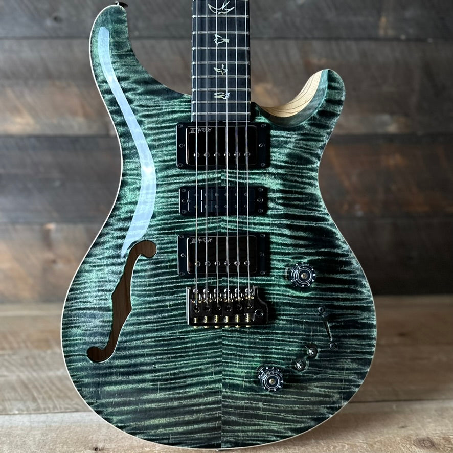 PRS Wood Library Special Semi-Hollow Artist Grade Top - Teal Black With Natural Back