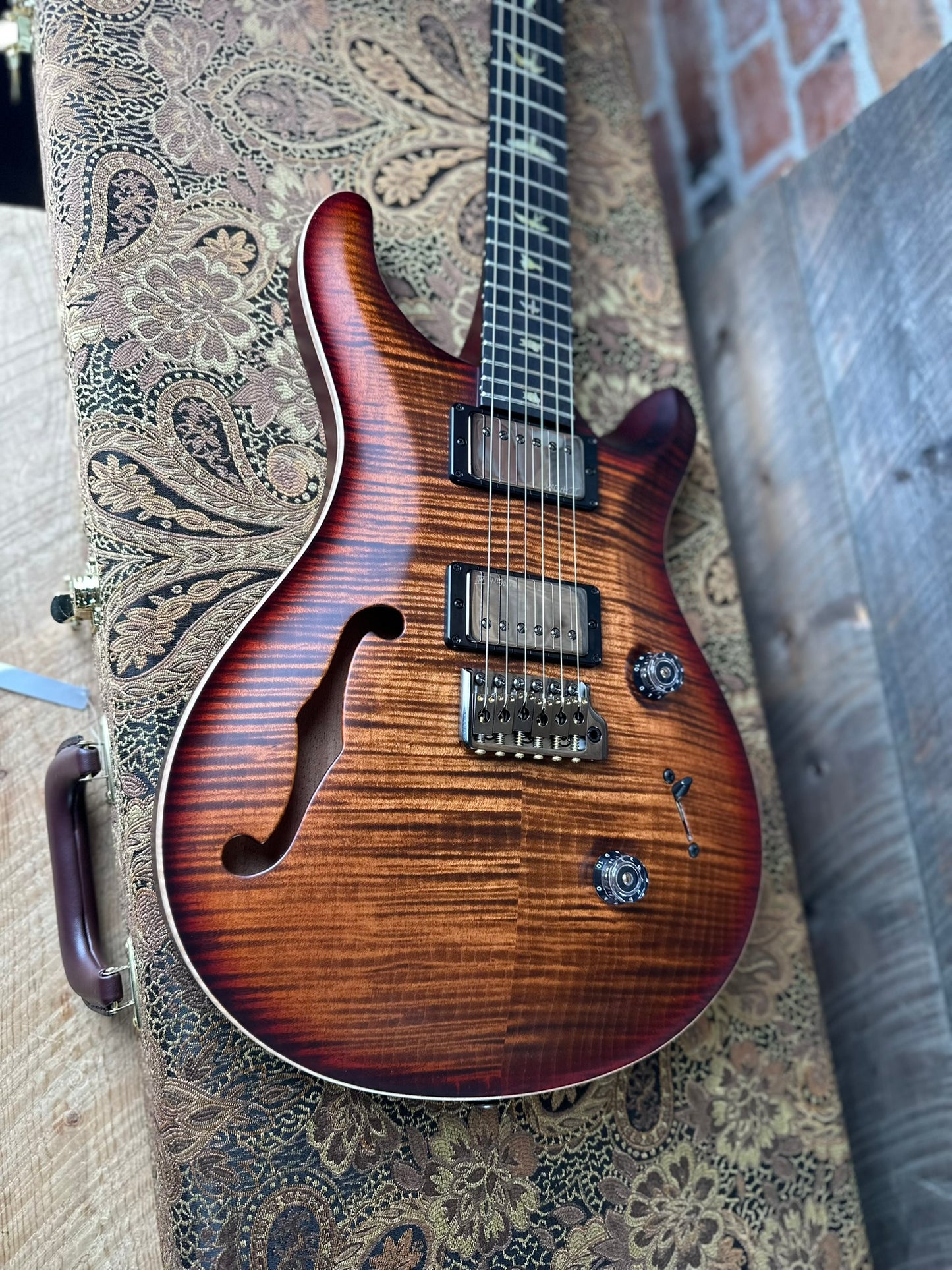 PRS Wood Library Custom 24 Fatback Semi-Hollow! - Satin Copperhead Cherryburst 423667