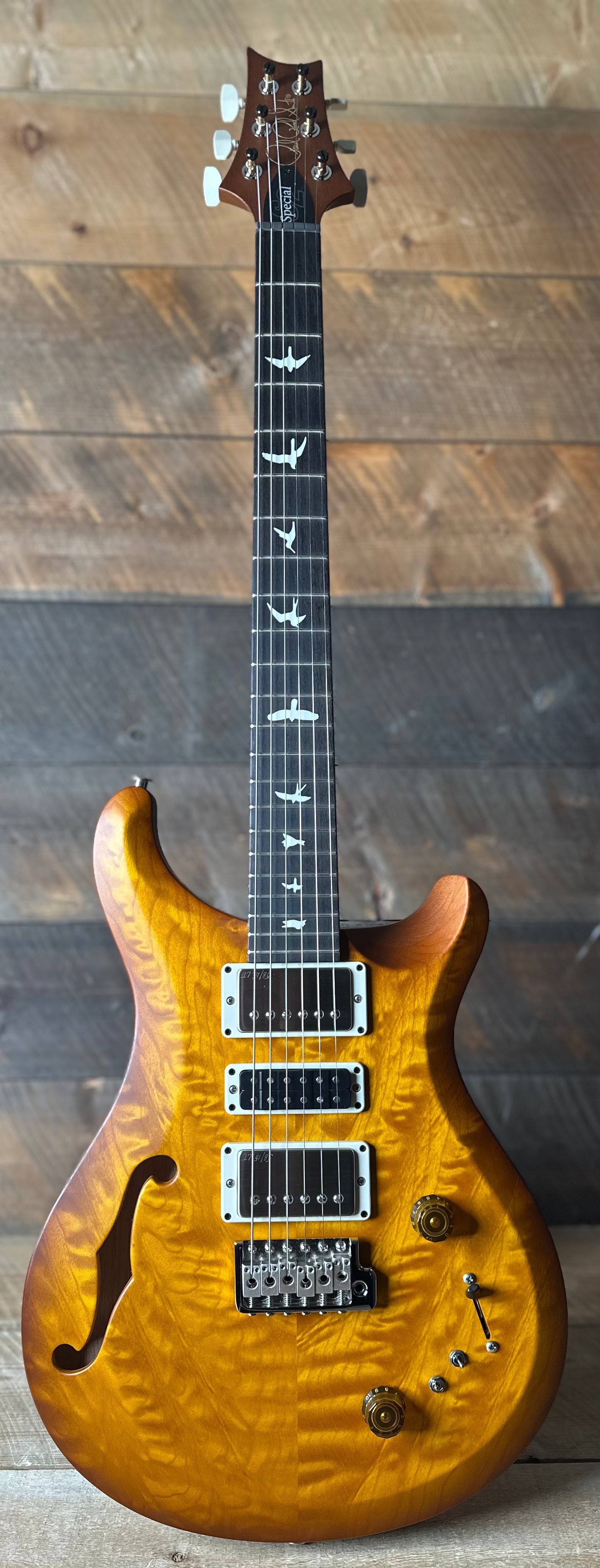PRS S2 Wood Library Special Semi-Hollow Quilted Top - Satin Honey Gold Burst S2085236