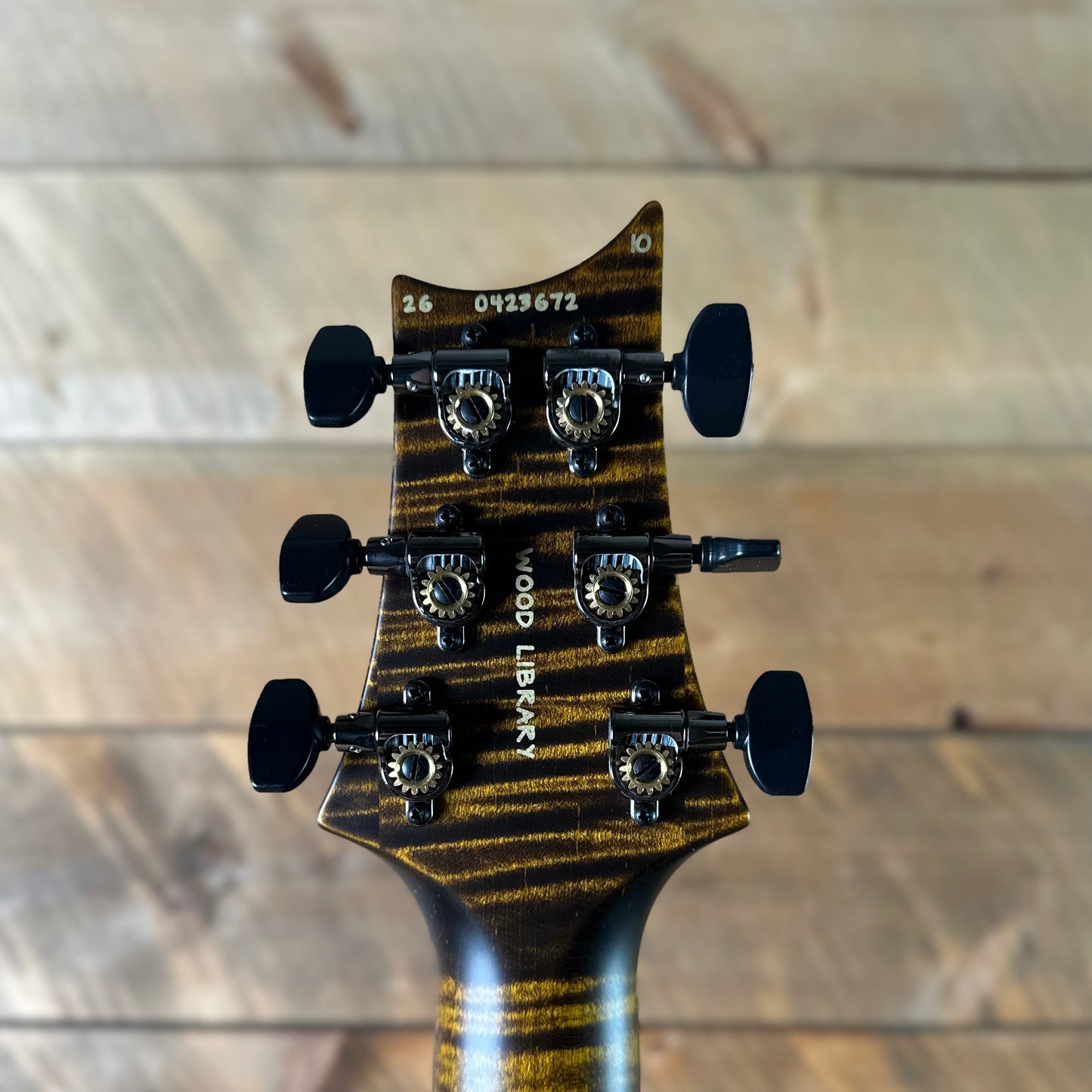 PRS Wood Library Custom 24 Fatback Semi-Hollow McCarty III Pickups Ebony Fretboard Satin Yellow Tiger Stained Maple Neck 423672