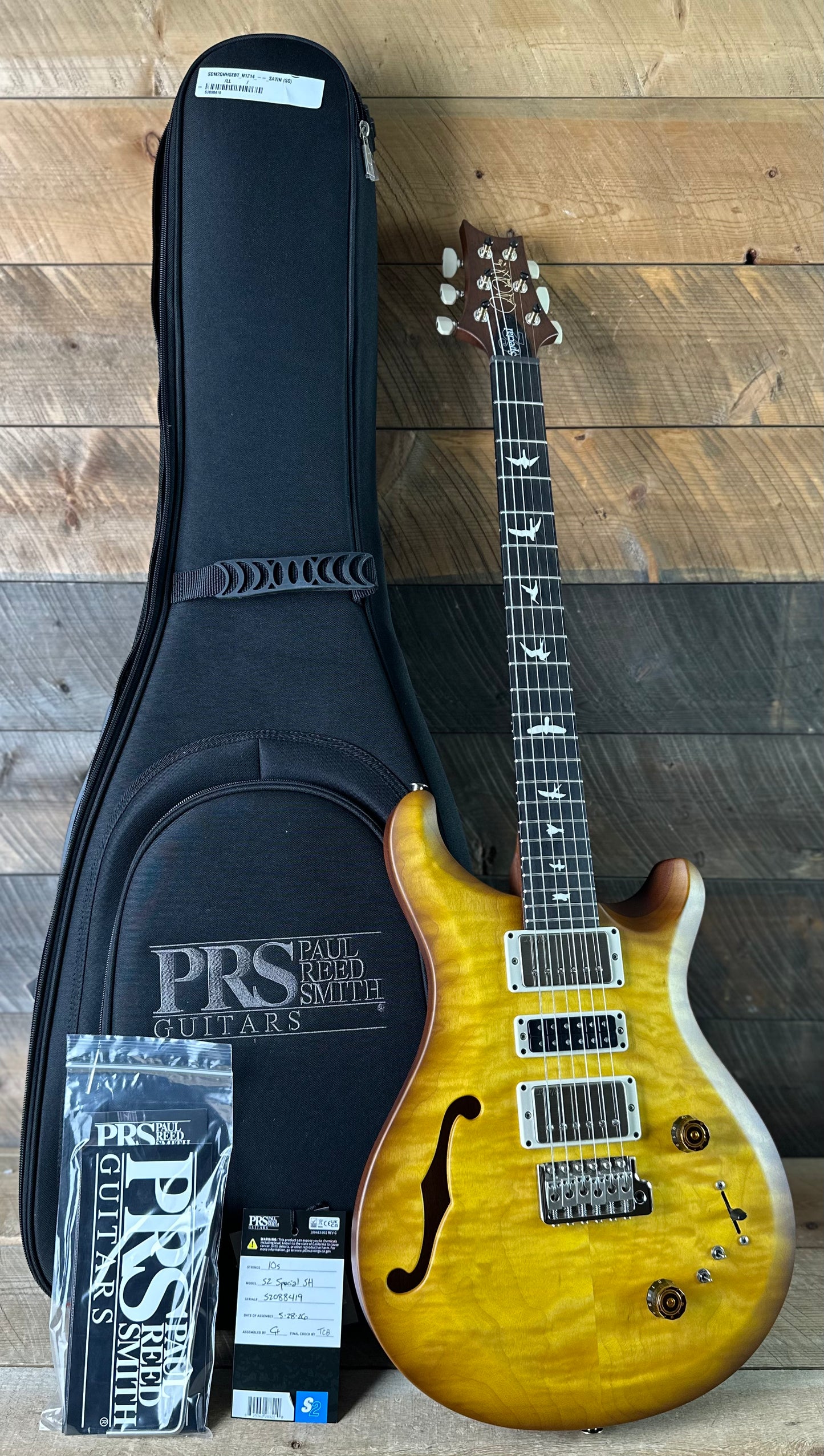PRS S2 Wood Library Special Semi-Hollow Quilted Top Satin Livingston Lemondrop S2088419