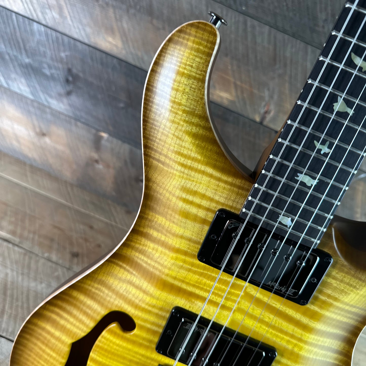 PRS Wood Library Custom 24 Fatback Semi-Hollow! - Satin Livingston Lemondrop 423671
