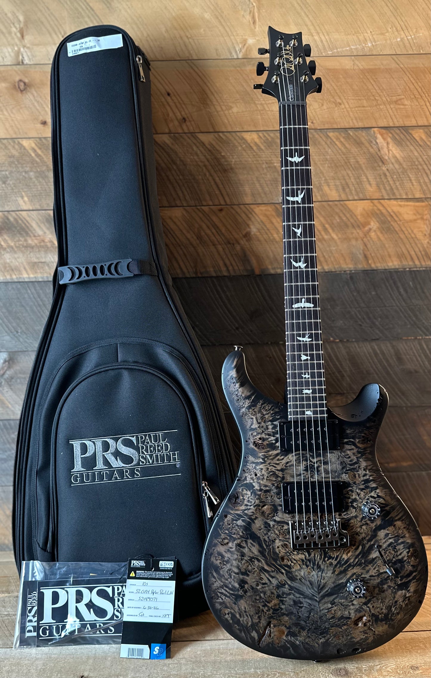 PRS Limited Edition Wood Library Select S2 Custom 24 Poplar Burl Top - Charcoal Burst S2089071