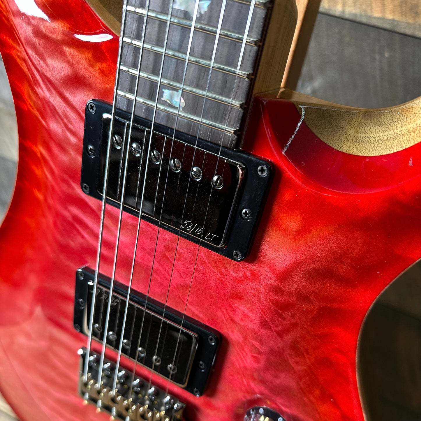 PRS Wood Library Custom 24 Quilt Top Brazilian Rosewood Fretboard! - Bonnie Pink Cherry Burst 410251