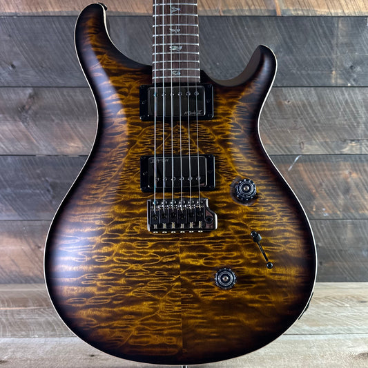 PRS Wood Library Custom 24 Amazing Quilted 10 top!!, Korina Body/Neck, Brazilian Rosewood FB - Satin Black Gold Burst 423677