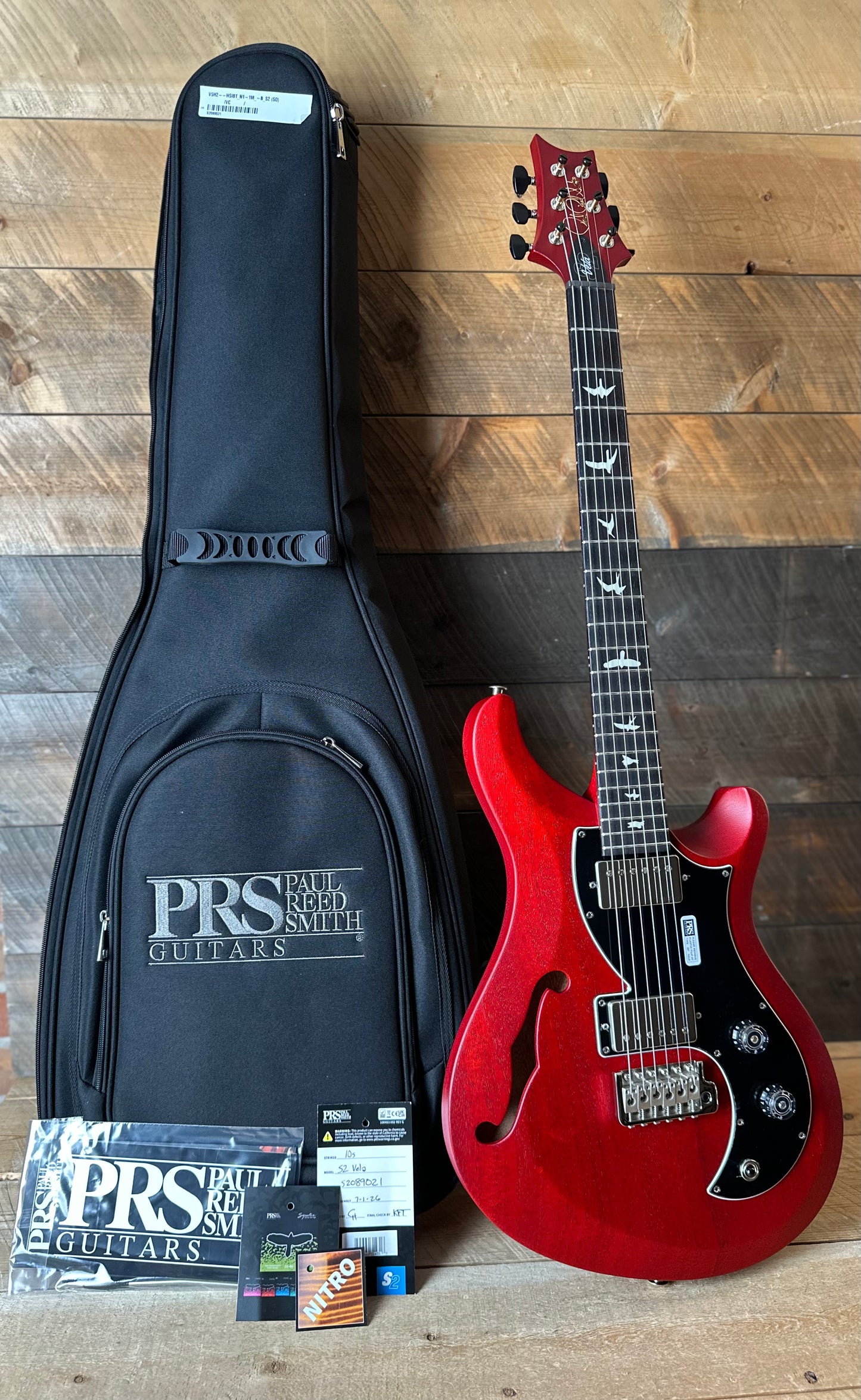 PRS S2 Vela Semi-Hollow HHT Quimper Edition – Vintage Cherry Satin Nitro USA Electric Guitar S2089021