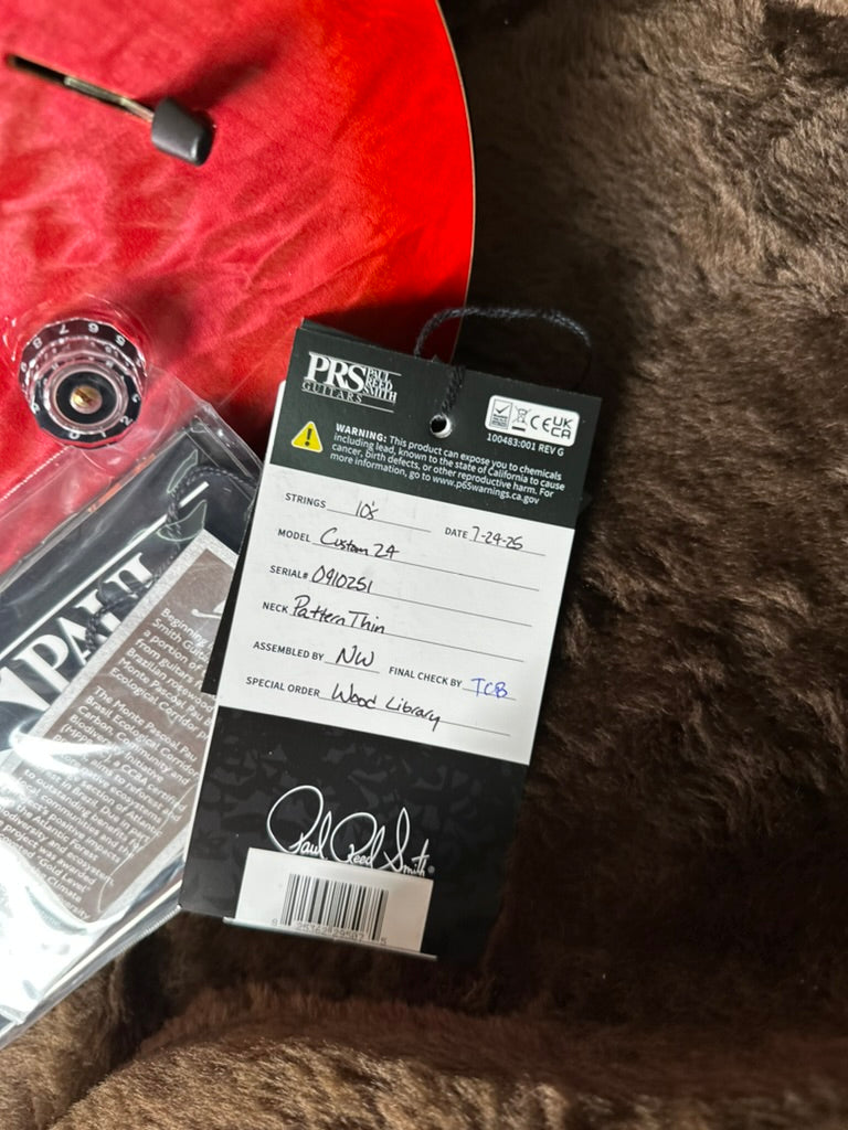 PRS Wood Library Custom 24 Quilt Top Brazilian Rosewood Fretboard! - Bonnie Pink Cherry Burst 410251