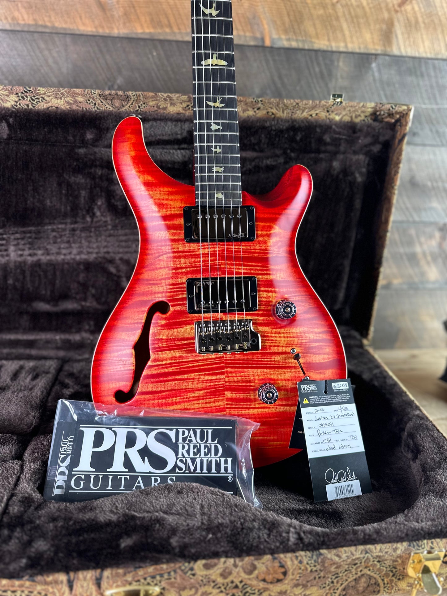 PRS Wood Library Custom 24 Fatback Semi-Hollow! - Blood Orange 425091