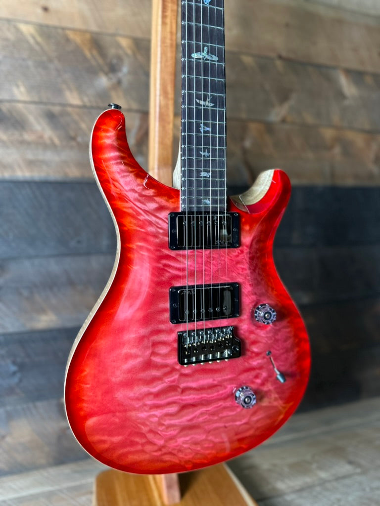 PRS Wood Library Custom 24 Quilt Top Brazilian Rosewood Fretboard! - Bonnie Pink Cherry Burst 410251