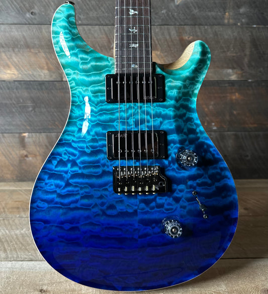 PRS Wood Library Custom 24 Quilt Top Brazilian Rosewood Fretboard! - Blue Fade 408163