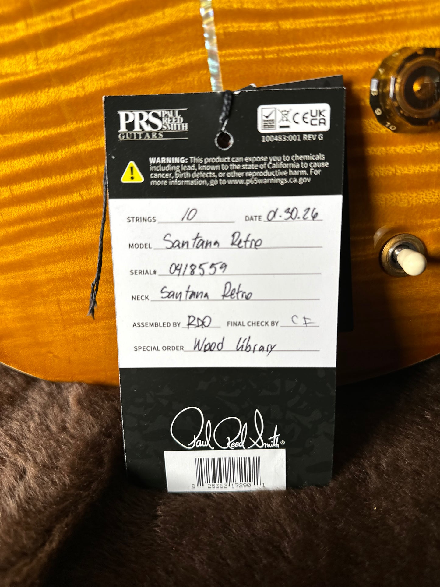 PRS Wood Library Santana Retro Korina Back & Neck, Ziricote FB!! - McCarty Sunburst 418559