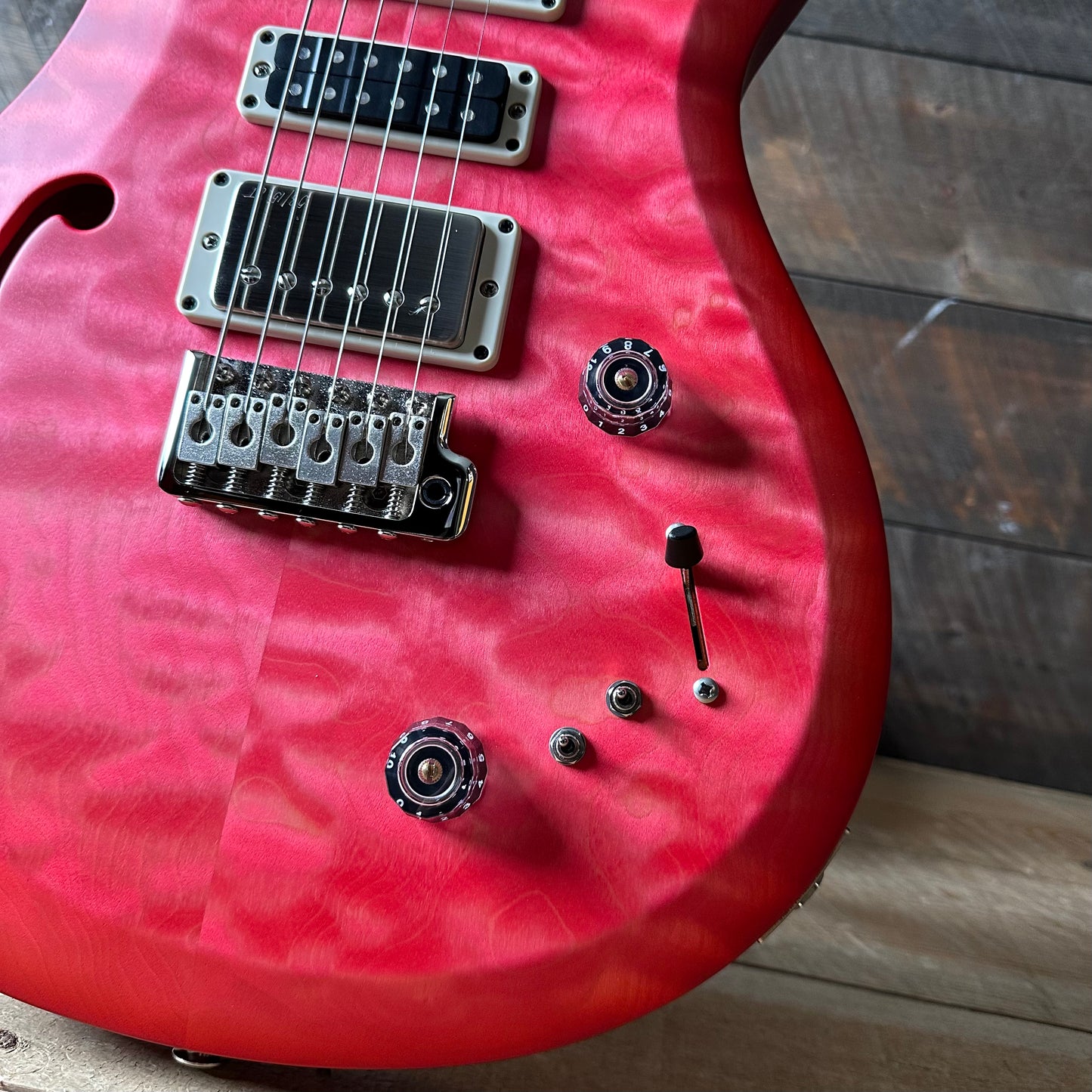 PRS S2 Wood Library Special Semi-Hollow Quilted Top - Satin Bonnie Pink Cherry Burst S2085230