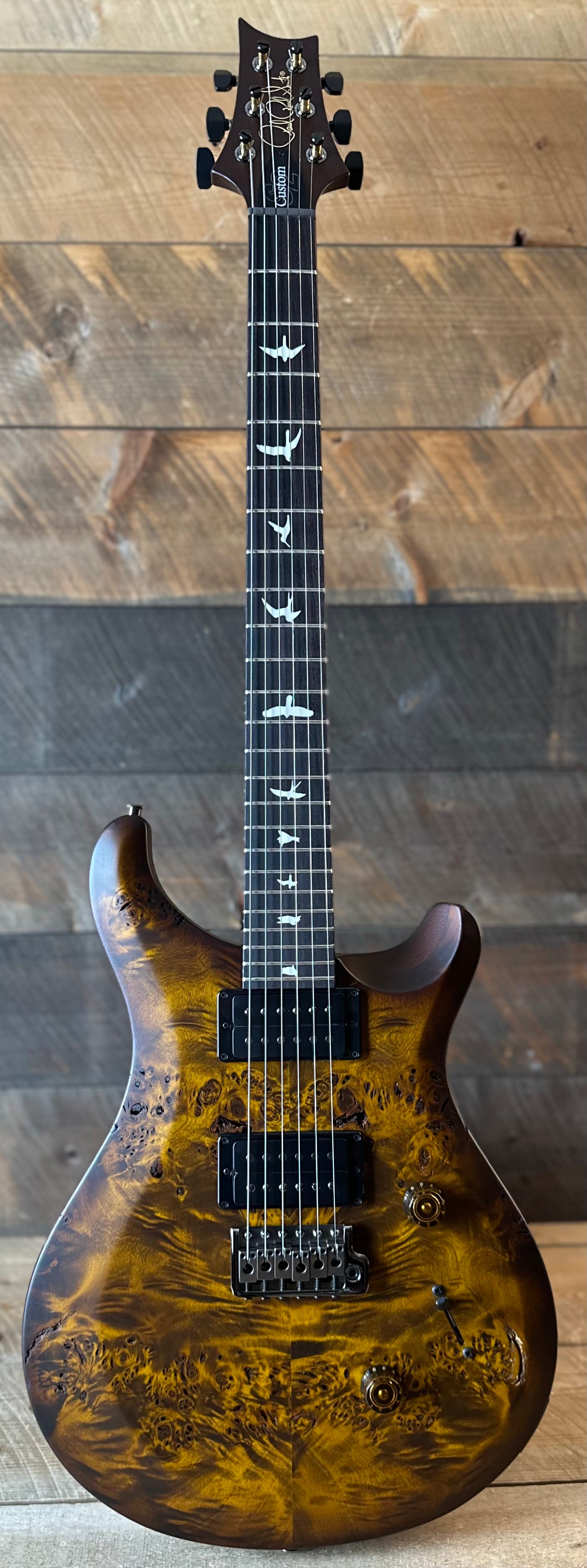PRS Limited Wood Library Select S2 Custom 24 Poplar Burl Top - Black Gold Burst S2089084