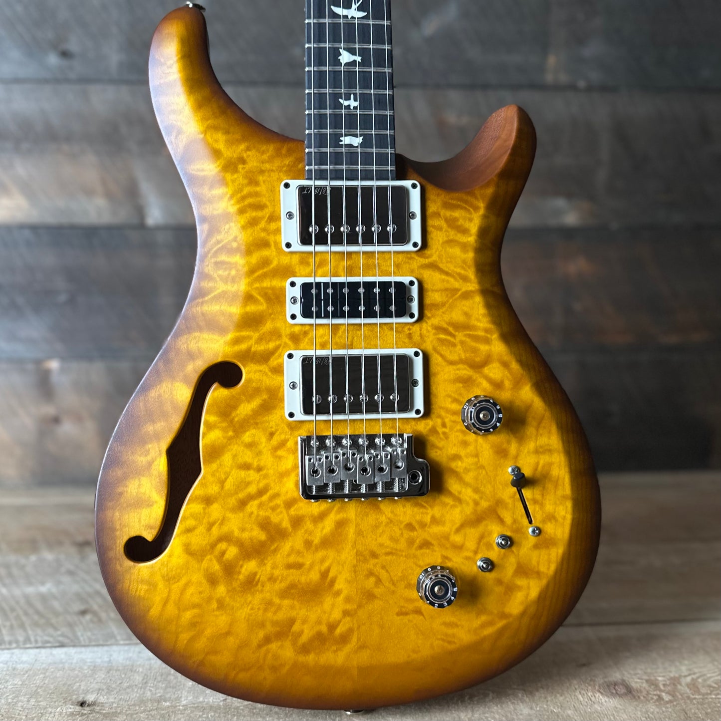 PRS S2 Wood Library Special Semi-Hollow Quilted Top Ebony Fretboard Satin McCarty Tobacco Sunburst S2089067