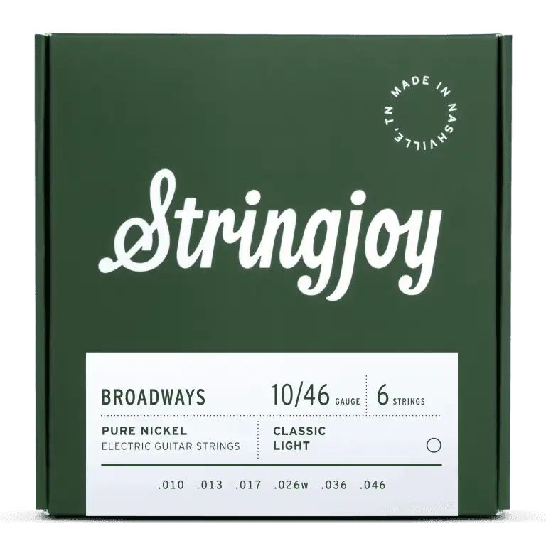 Stringjoy 10-46 Classic Light Gauge Broadways - Pure Nickel Electric Guitar Strings