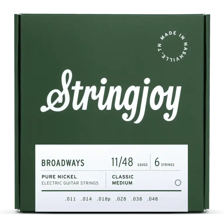 Stringjoy 11-48 Classic Medium Gauge Broadways - Pure Nickel Electric Guitar Strings