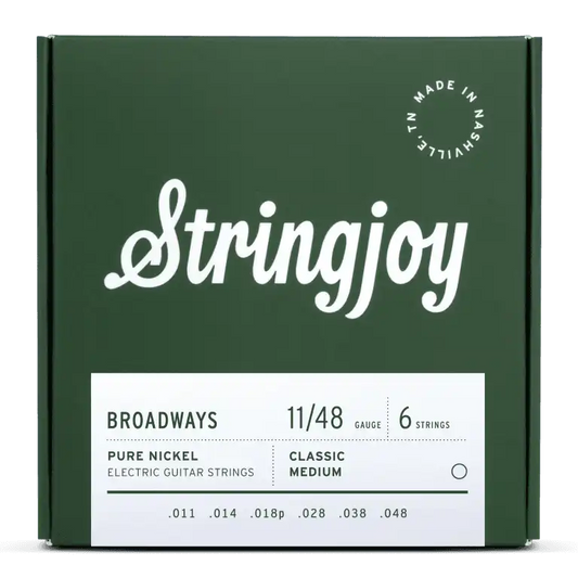 Stringjoy 11-48 Classic Medium Gauge Broadways - Pure Nickel Electric Guitar Strings