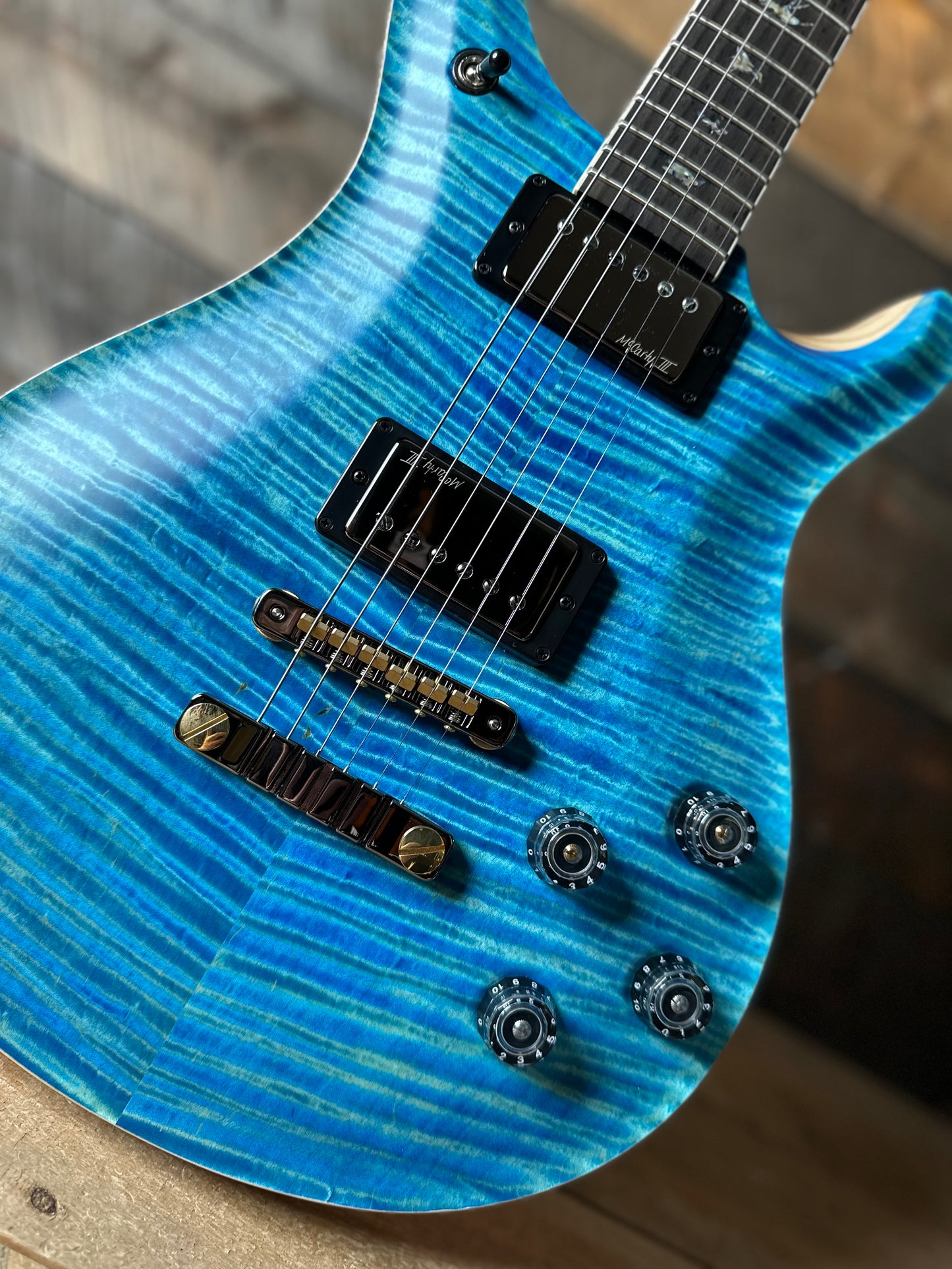 PRS Wood Library McCarty 594 Flamed Maple 10 Top, Swamp Ash Back, Stained Flamed Maple Neck, Bound Ebony FB - Satin Aquableux 418875