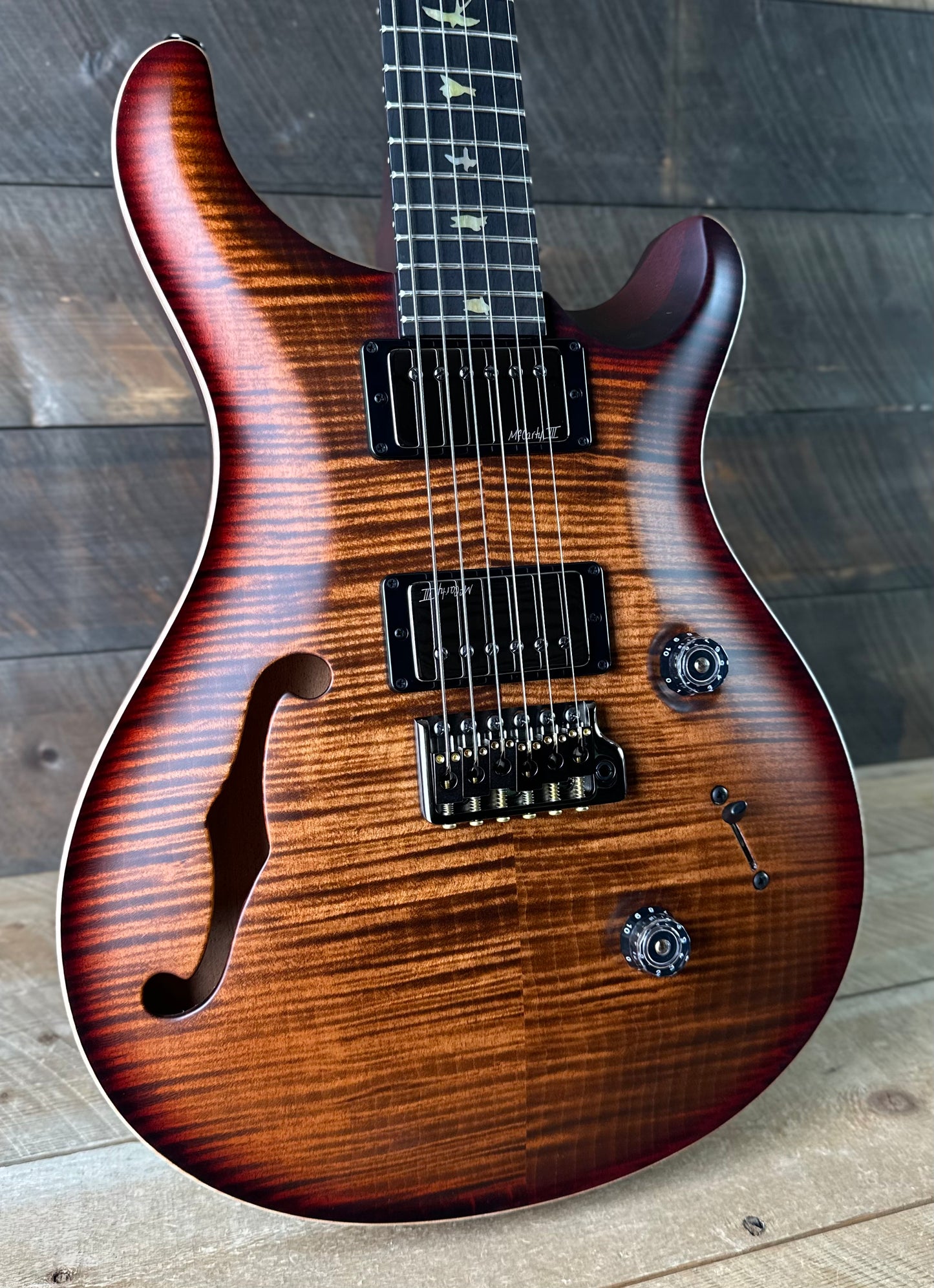 PRS Wood Library Custom 24 Fatback Semi-Hollow! - Satin Copperhead Cherryburst 423667