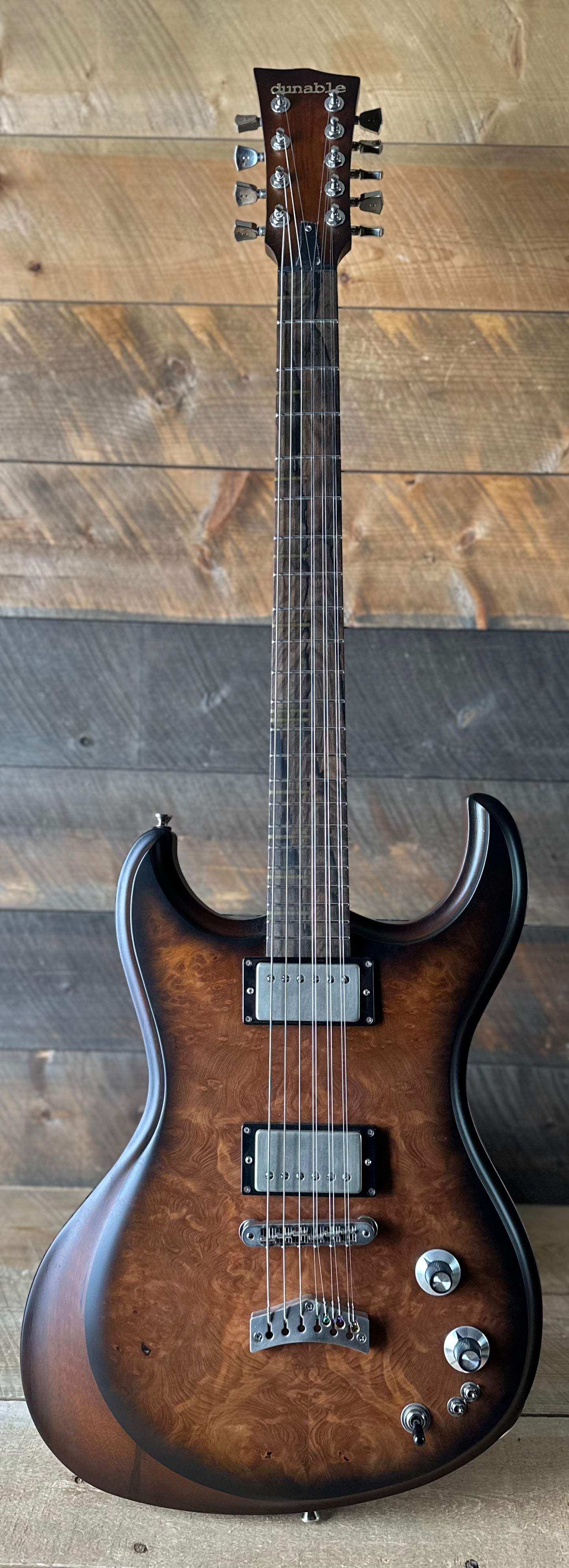Dunable USA Custom Shop Gnarwhal 9 String Redwood Burl Top - Amber Burst 26074