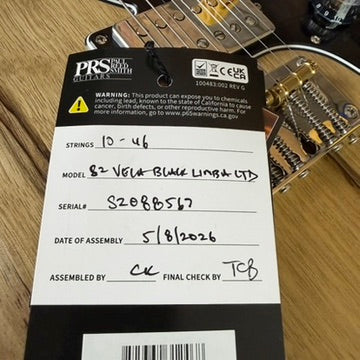 PRS S2 Vela Limited Edition Black Limba - Satin Natural Smokeburst S2088567