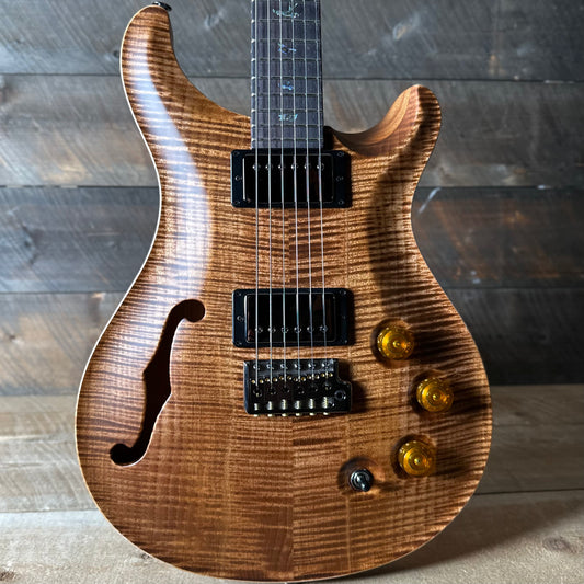 PRS Wood Library DGT Semi-Hollow David Grissom Signature , Rosewood Neck!, Flamed Maple 10-Top, Smoked Black Hardware - Satin Copperhead (Natural Back) 418143