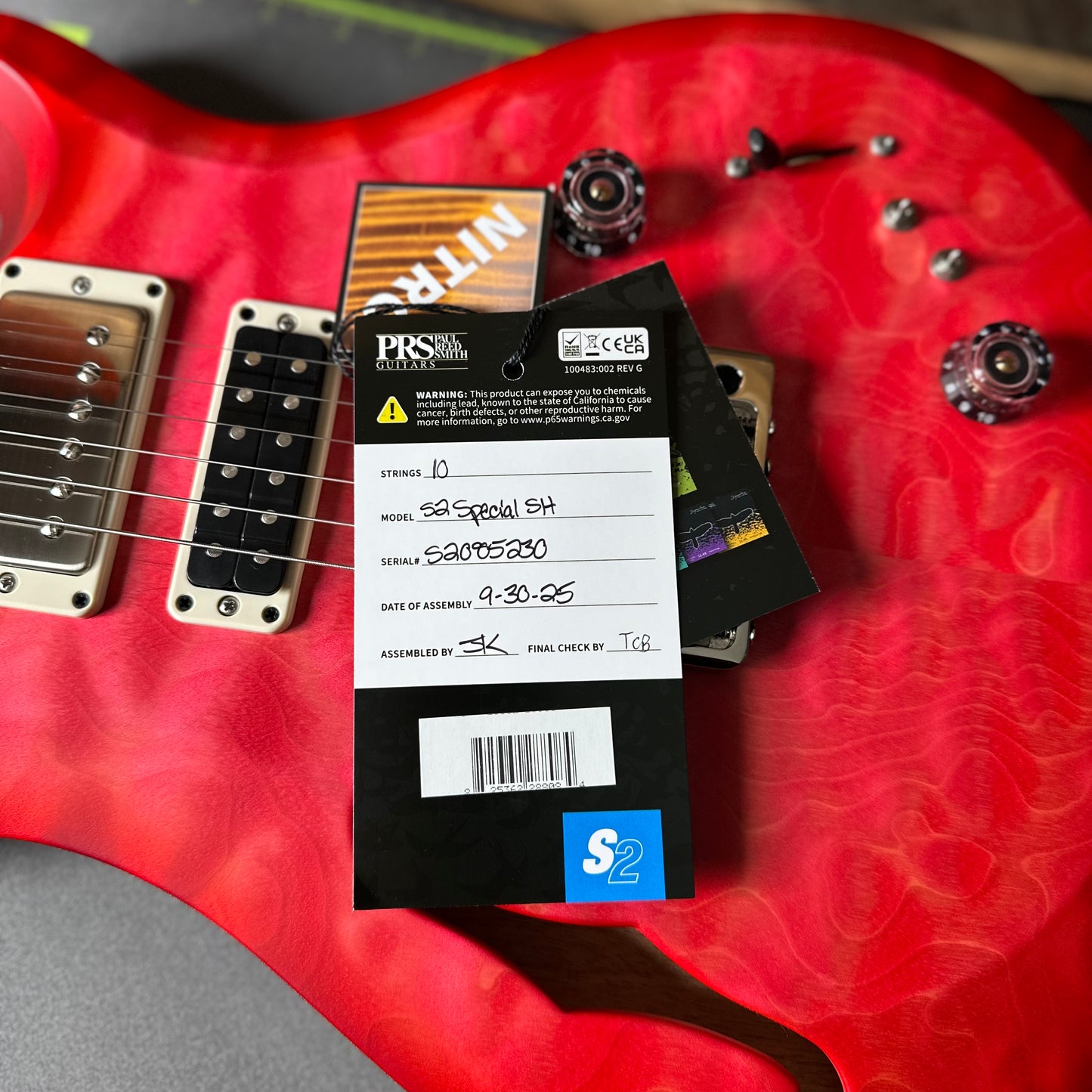PRS S2 Wood Library Special Semi-Hollow Quilted Top - Satin Bonnie Pink Cherry Burst S2085230