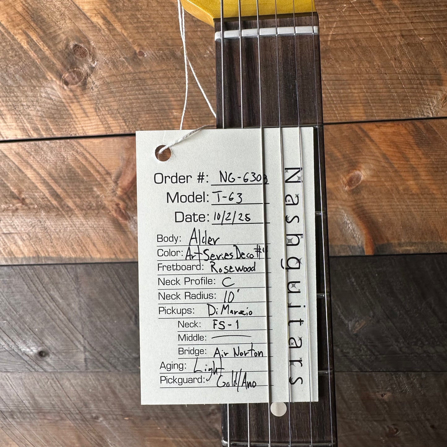 Nash T-63 Alder Body Light Aged - Rare Art Series Deco Finish #4 NG-6308