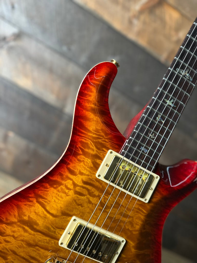 Used 2003 PRS Brazilian Custom 22, Artist Top, Hardtail, Gold Hardware - Dark Cherry Sunburst