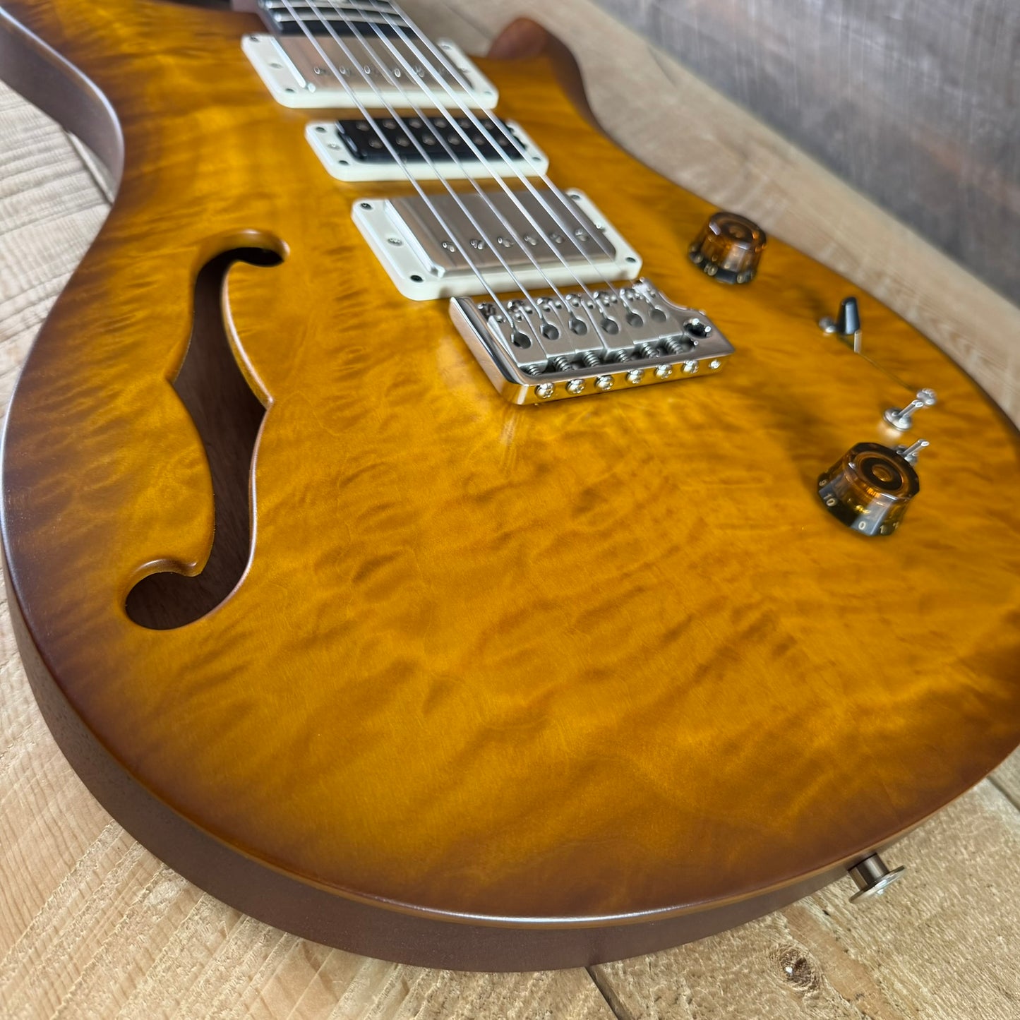 PRS S2 Wood Library Special Semi-Hollow Quilted Top - Satin Honey Gold Burst S2088394