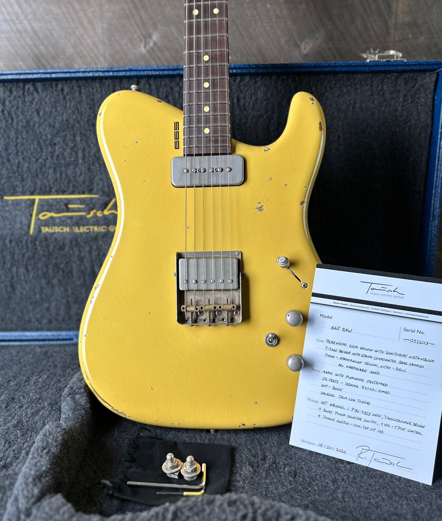 Tausch Guitars 665 Raw - Marshmallow Yellow 32603