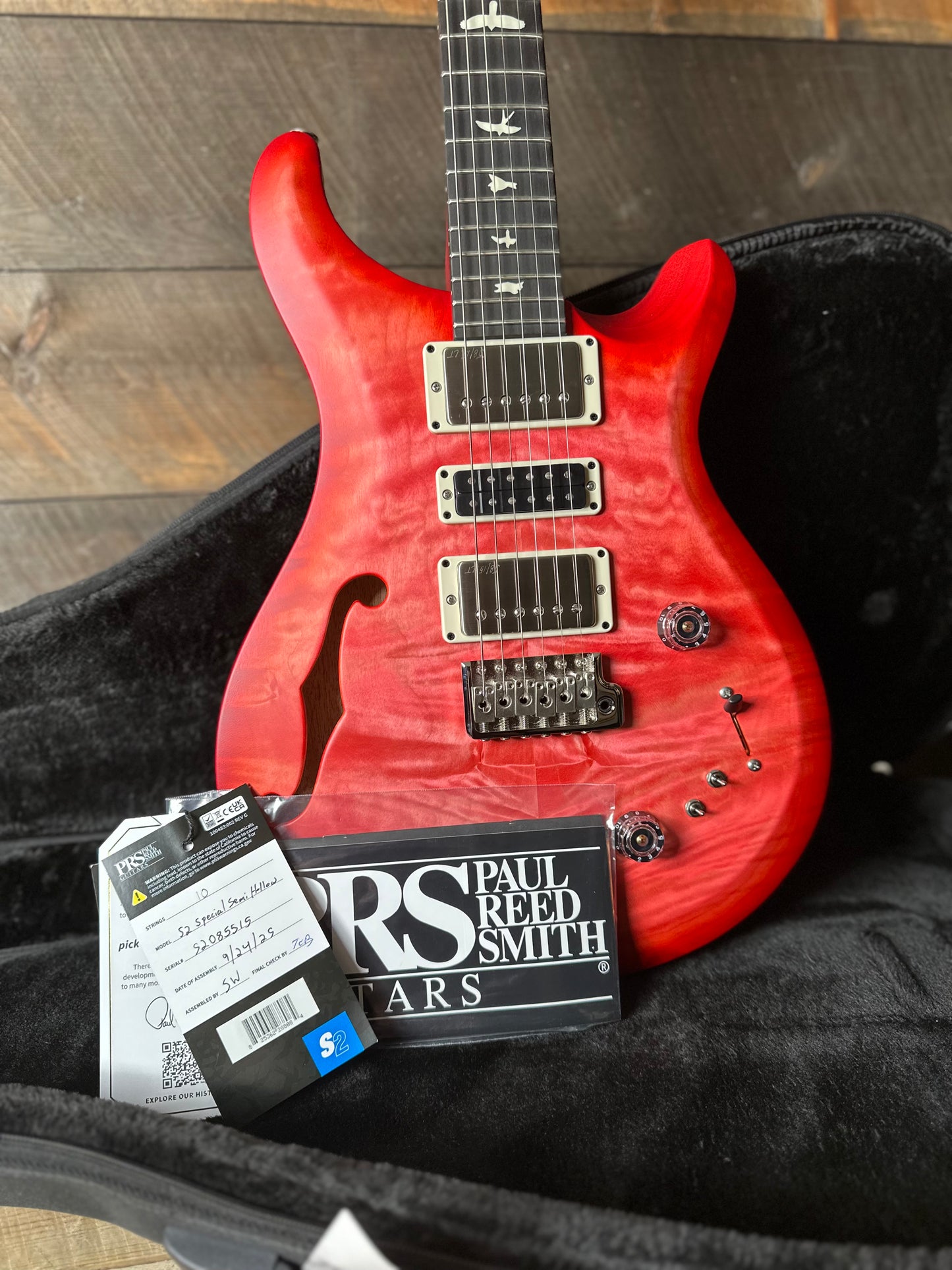 PRS S2 Wood Library Special Semi-Hollow  Quilted Top Satin Bonnie Pink Cherry Burst S2085515