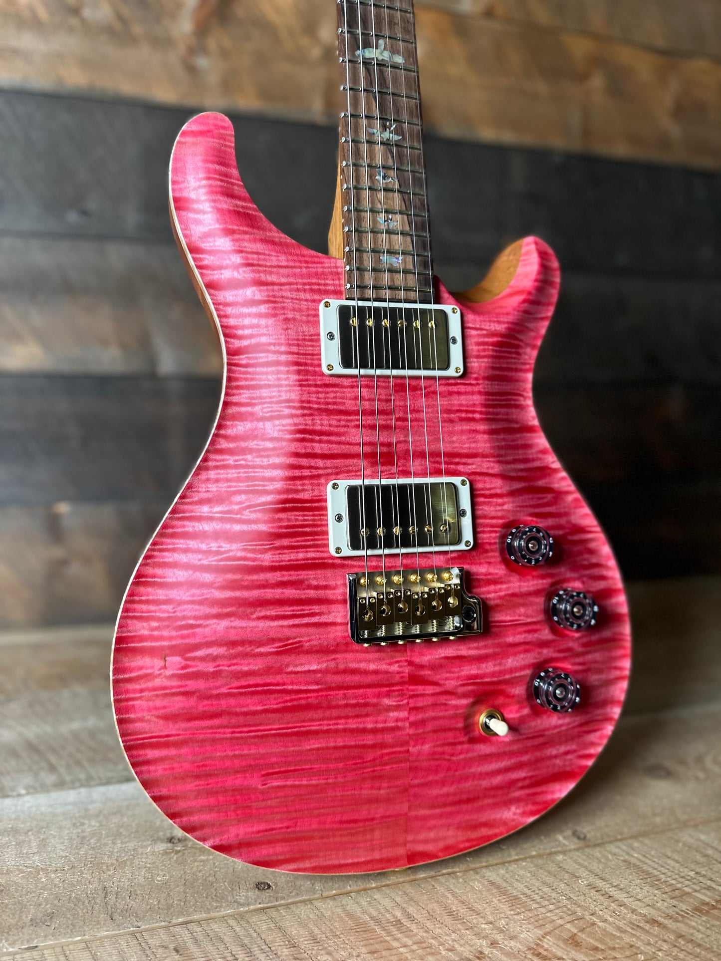 PRS DGT David Grissom Signature Wood Library Flame Maple 10 Top, Brazilian Rosewood FB - Bonnie Pink 410962