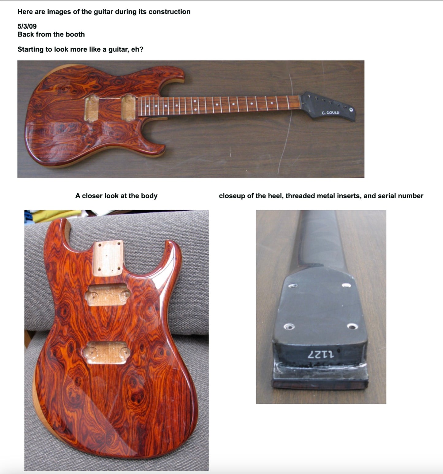 Used Rare! G. Gould Guitar Protoype #1!! - Natural
